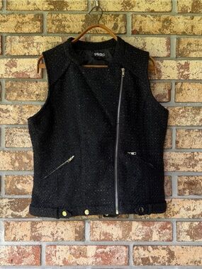 Spirited Randolph Duke Metallic Tweed Moto Vest Size Large Excellent Condition!